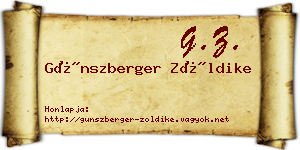 Günszberger Zöldike névjegykártya